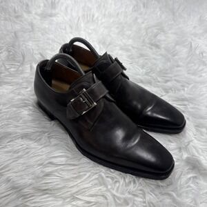 MAGNANNI Marco Monk Strap Shoes Mens 9.5 M Dark "Smoked" Brown Formal Wedding